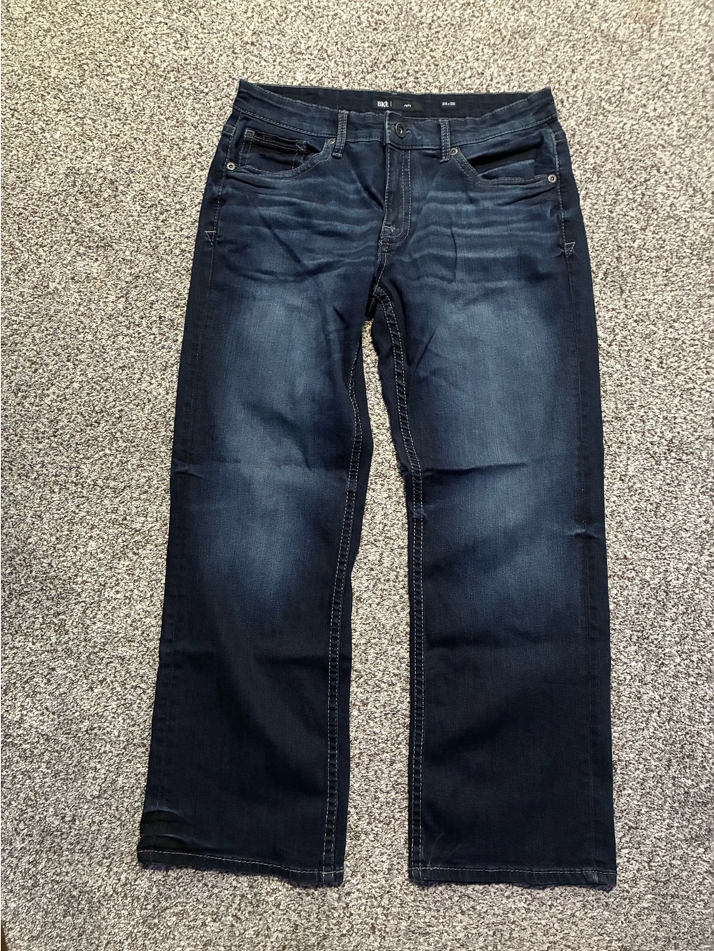BKE Men's 34x30 Dark Blue Straight-Leg Jeans